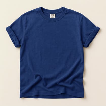 Comfort Colors® 1717 — Flat Lay on Cream mockup in True Navy