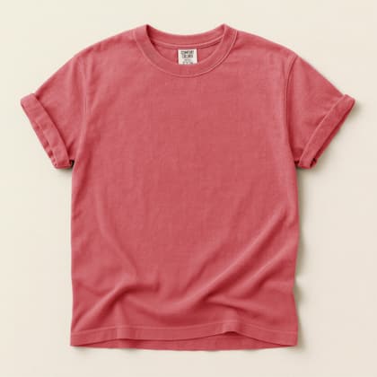 Comfort Colors® 1717 — Flat Lay on Cream mockup in Watermelon