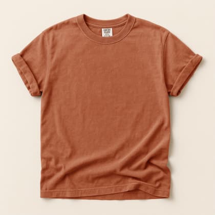 Comfort Colors® 1717 — Flat Lay on Cream mockup in Yam