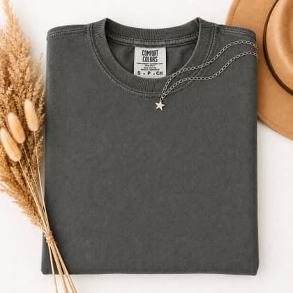 Comfort Colors® 1717 — Folded with Props mockup in Pepper