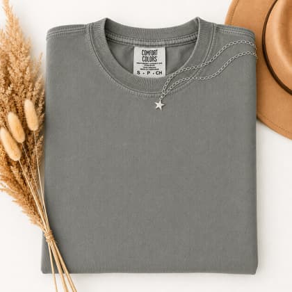 Comfort Colors® 1717 — Folded with Props mockup in Grey