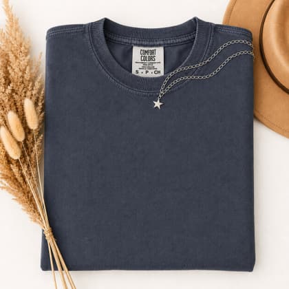 Comfort Colors® 1717 — Folded with Props mockup in Midnight