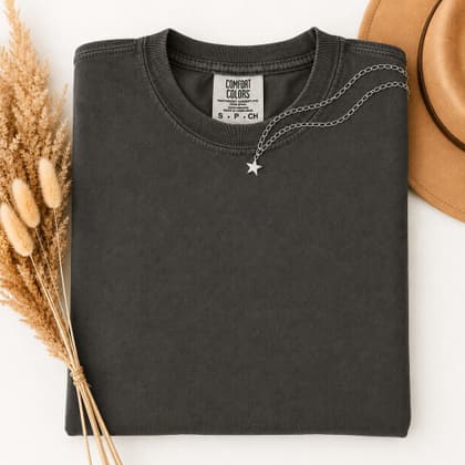Comfort Colors® 1717 — Folded with Props mockup in Graphite
