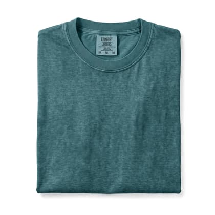 Comfort Colors® 1717 — Folded, 12 Scenes mockup in Blue Spruce