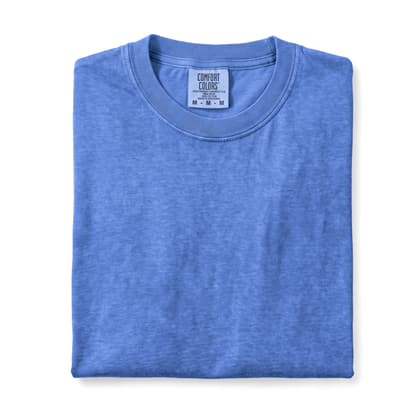 Comfort Colors® 1717 — Folded, 12 Scenes mockup in Flo Blue