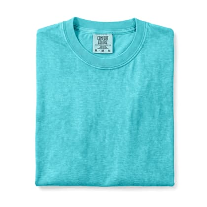 Comfort Colors® 1717 — Folded, 12 Scenes mockup in Lagoon Blue