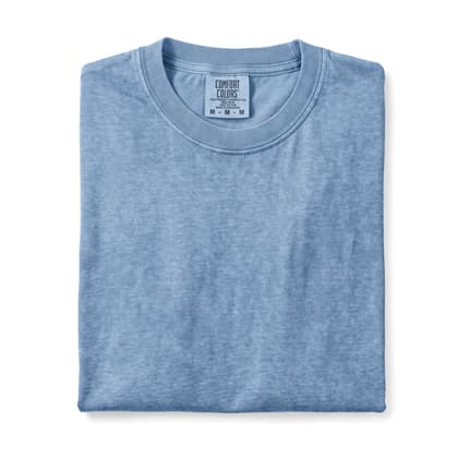 Comfort Colors® 1717 — Folded, 12 Scenes mockup in Washed Denim
