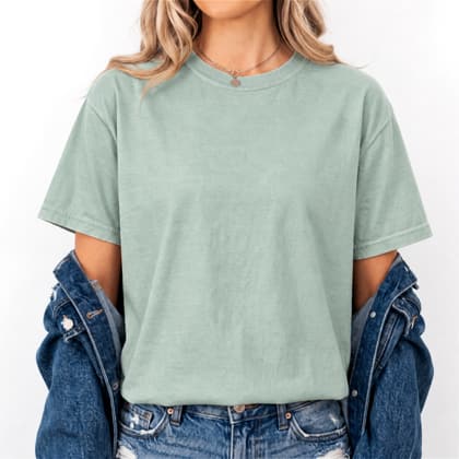 Comfort Colors® 1717 — Worn by a Model mockup in Bay