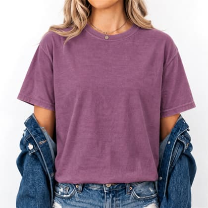 Comfort Colors® 1717 — Worn by a Model mockup in Berry