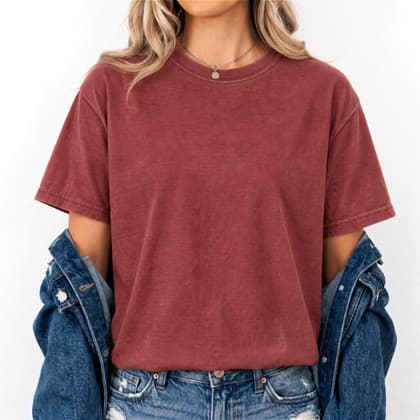 Comfort Colors® 1717 — Worn by a Model mockup in Brick