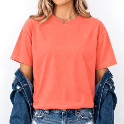 Comfort Colors® 1717 — Worn by a Model mockup in Bright Salmon