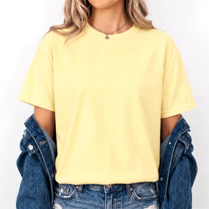 Comfort Colors® 1717 — Worn by a Model mockup in Butter