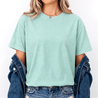 Comfort Colors® 1717 — Worn by a Model mockup in Chalky Mint