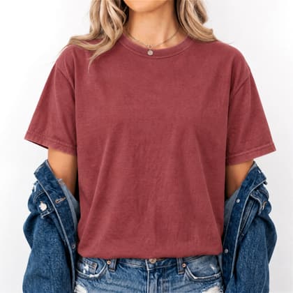 Comfort Colors® 1717 — Worn by a Model mockup in Chili