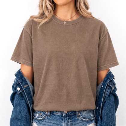 Comfort Colors® 1717 — Worn by a Model mockup in Espresso