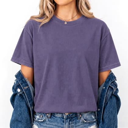 Comfort Colors® 1717 — Worn by a Model mockup in Grape