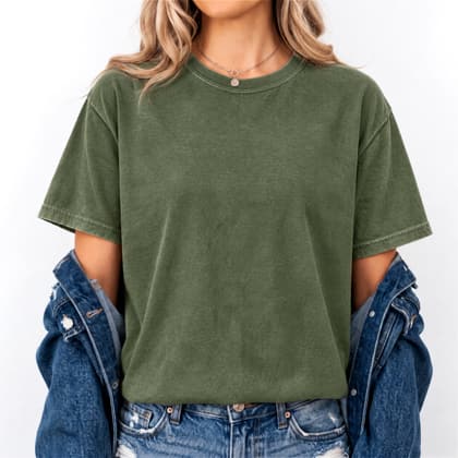 Comfort Colors® 1717 — Worn by a Model mockup in Hemp