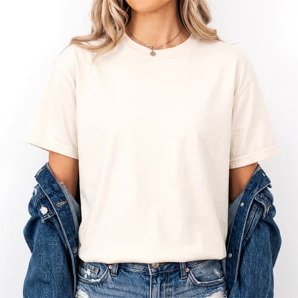 Comfort Colors® 1717 — Worn by a Model mockup in Ivory
