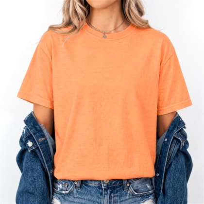Comfort Colors® 1717 — Worn by a Model mockup in Melon