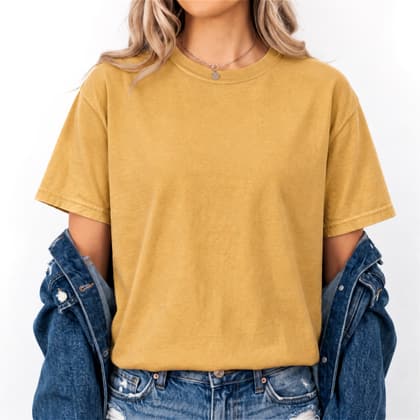 Comfort Colors® 1717 — Worn by a Model mockup in Mustard