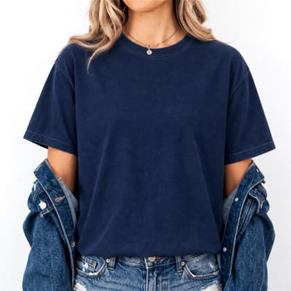 Comfort Colors® 1717 — Worn by a Model mockup in Navy