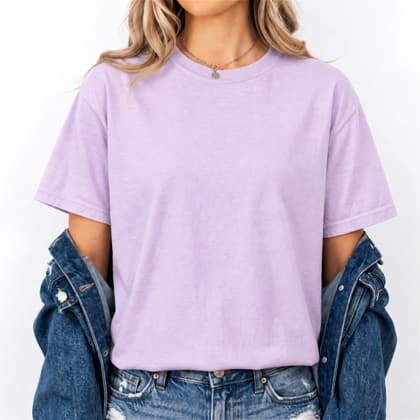 Comfort Colors® 1717 — Worn by a Model mockup in Orchid