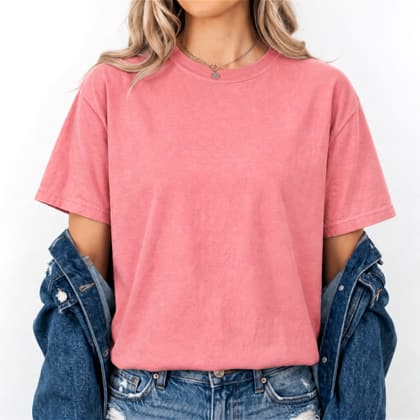 Comfort Colors® 1717 — Worn by a Model mockup in Peony