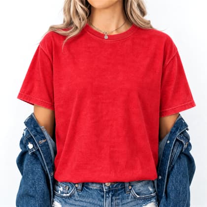 Comfort Colors® 1717 — Worn by a Model mockup in Red