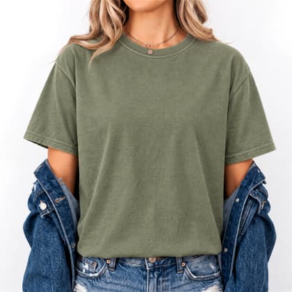 Comfort Colors® 1717 — Worn by a Model mockup in Sage