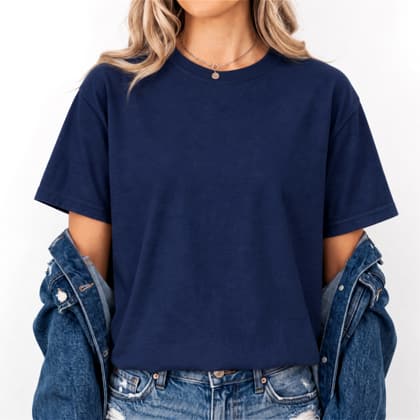Comfort Colors® 1717 — Worn by a Model mockup in True Navy