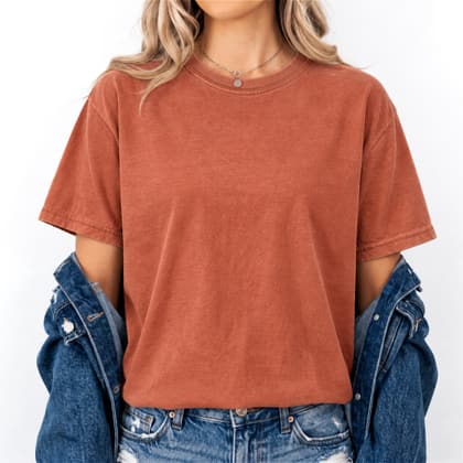 Comfort Colors® 1717 — Worn by a Model mockup in Yam