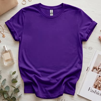 Gildan 64000 Softstyle — Flat Lay mockup in Purple