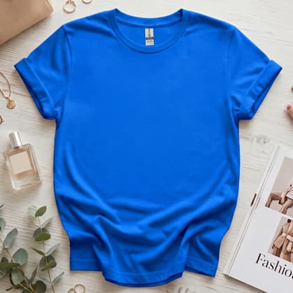 Gildan 64000 Softstyle — Flat Lay mockup in Royal