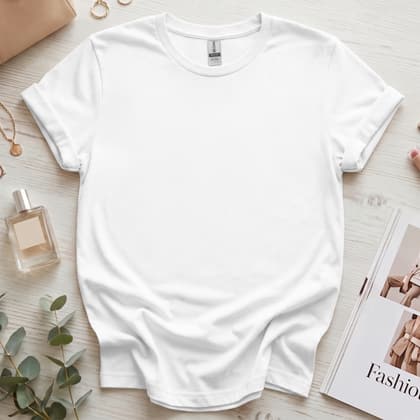 Gildan 64000 Softstyle — Flat Lay mockup in White
